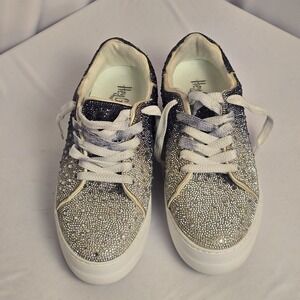 Corkys Womens Bedazzle Rhinestone Platform Lace Up Athletic Sneakers Size 9